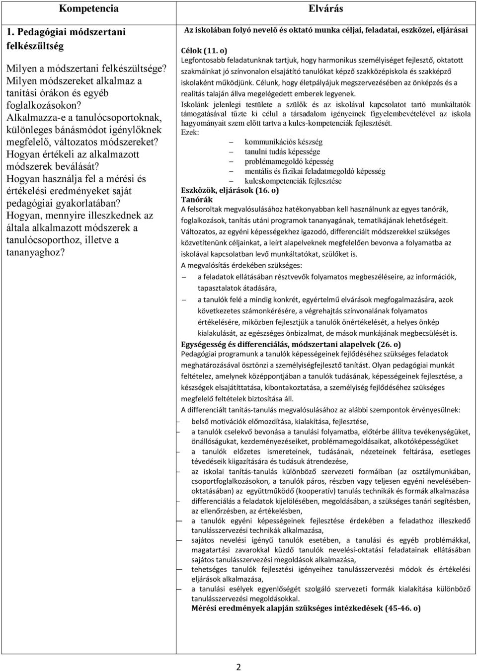 Hogyan használja fel a mérési és értékelési eredményeket saját pedagógiai gyakorlatában? Hogyan, mennyire illeszkednek az általa alkalmazott módszerek a tanulócsoporthoz, illetve a tananyaghoz?