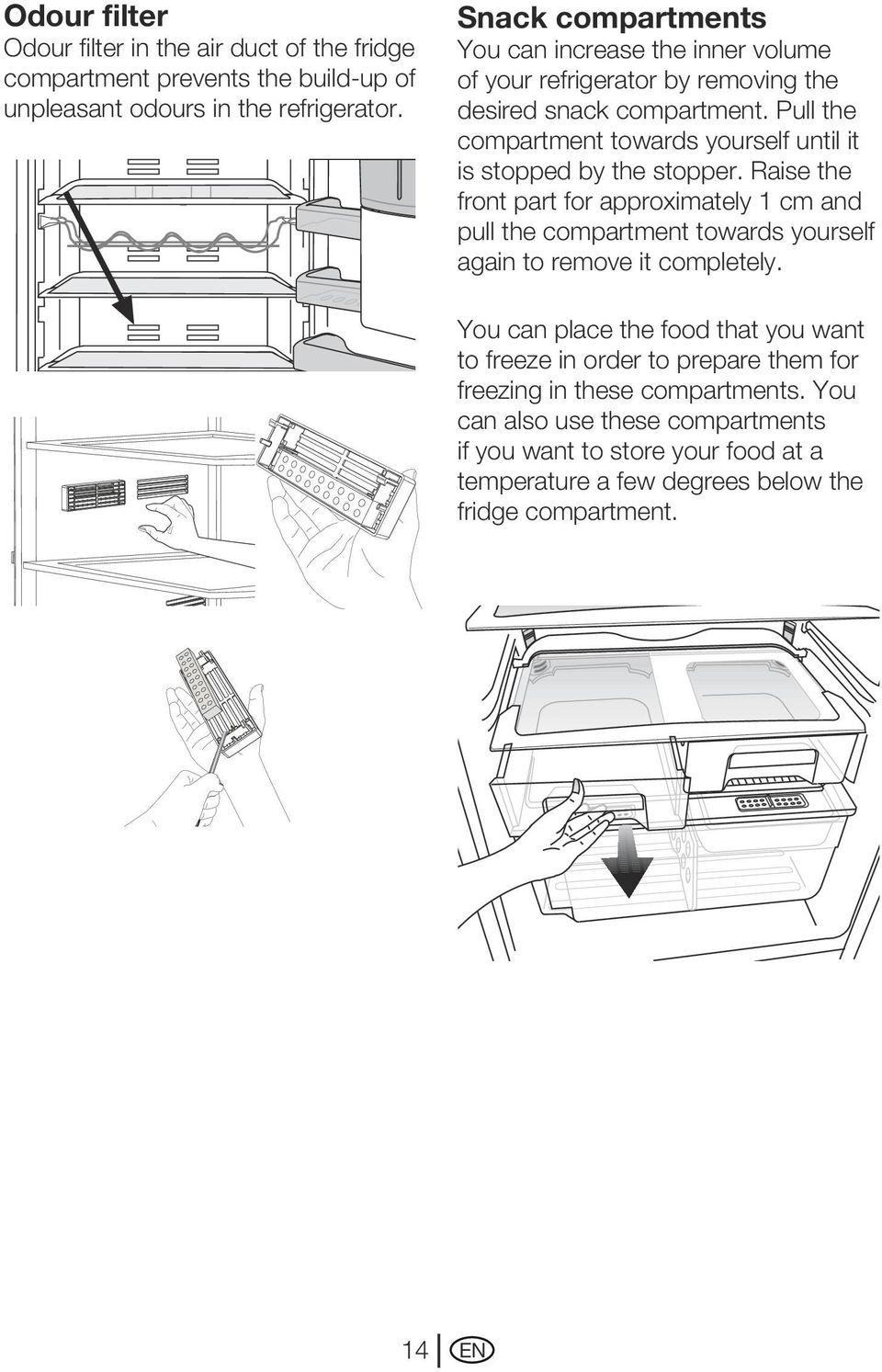 Pull the compartment towards yourself until it is stopped by the stopper.