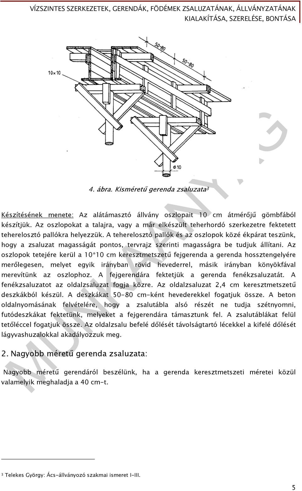 A teherelosztó pallók és az oszlopok közé ékpárat teszünk, hogy a zsaluzat magasságát pontos, tervrajz szerinti magasságra be tudjuk állítani.