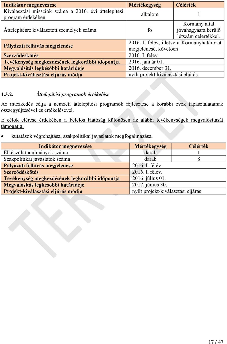 Megvalósítás legkésőbbi határideje 20