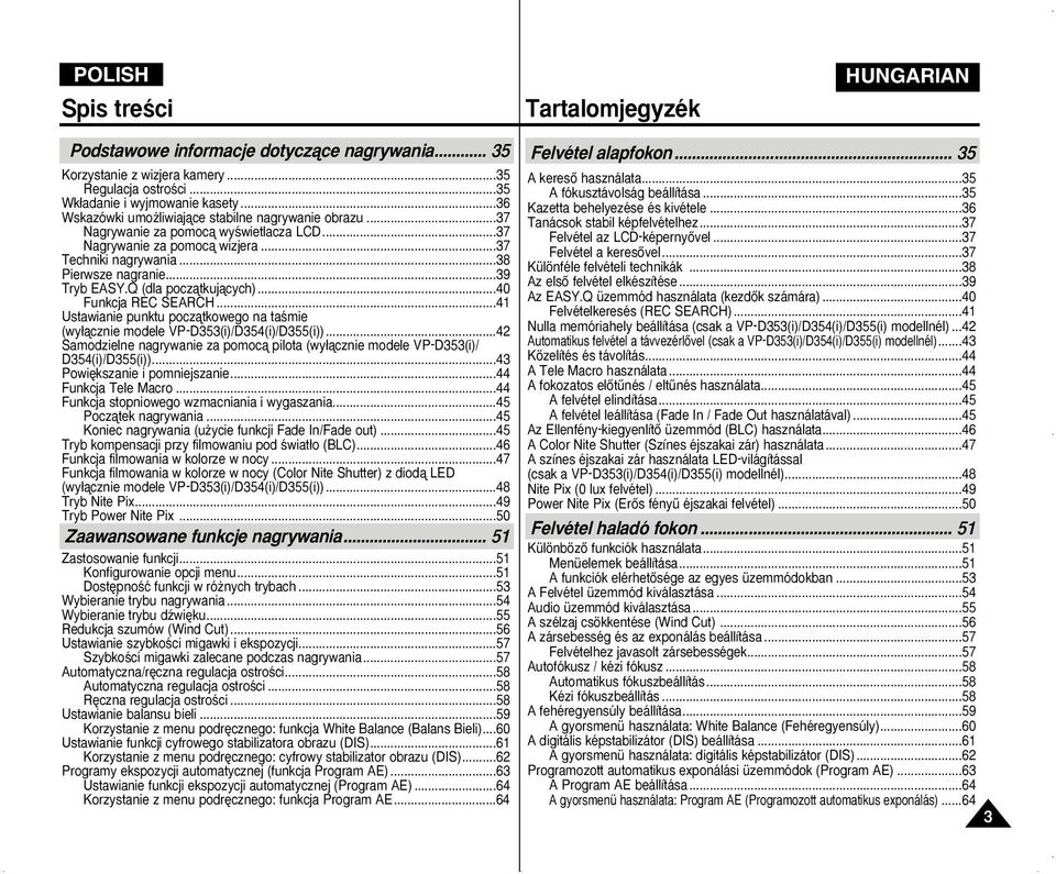 Q (dla poczàtkujàcych)...40 Funkcja REC SEARCH...41 Ustawianie punktu poczàtkowego na taêmie (wy àcznie modele VP-D353(i)/D354(i)/D355(i)).