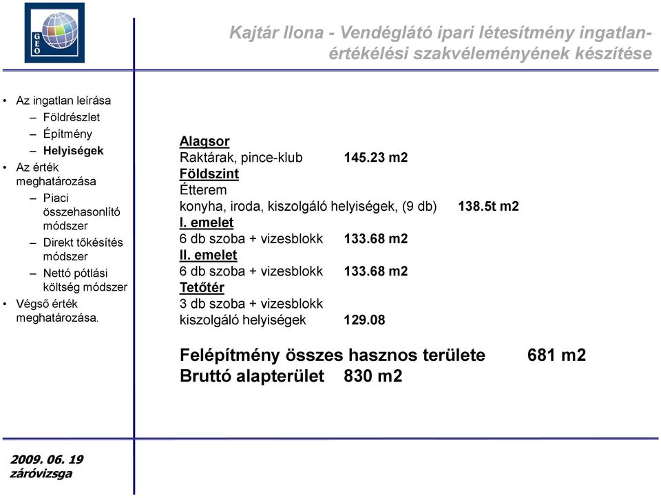 emelet 6 db szoba + vizesblokk 133.68 m2 II. emelet 6 db szoba + vizesblokk 133.