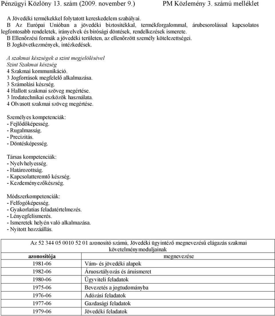 B Ellenőrzési formák a jövedéki területen, az ellenőrzött személy kötelezettségei. B Jogkövetkezmények, intézkedések.