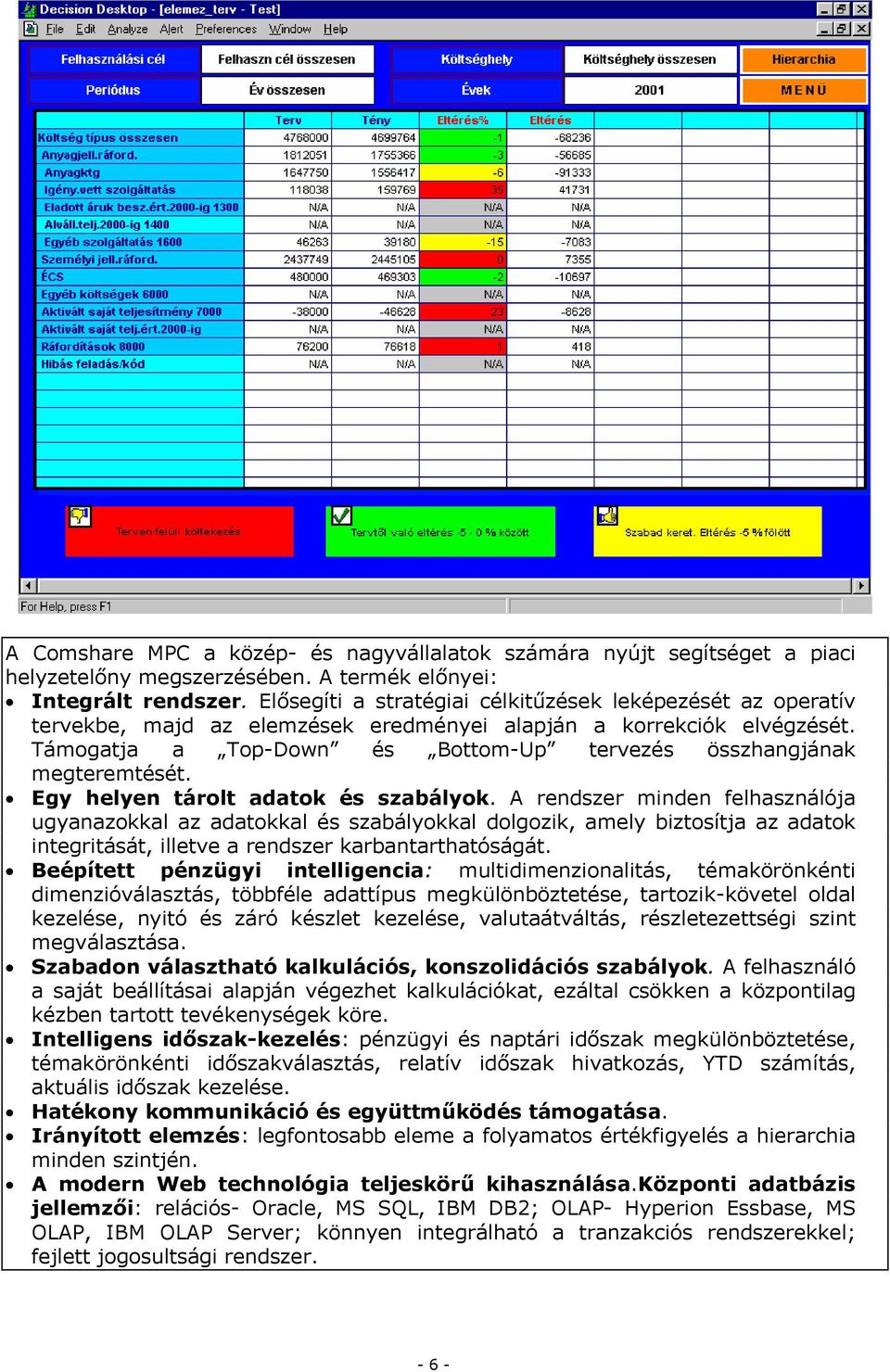 Támogatja a Top-Down és Bottom-Up tervezés összhangjának megteremtését. Egy helyen tárolt adatok és szabályok.