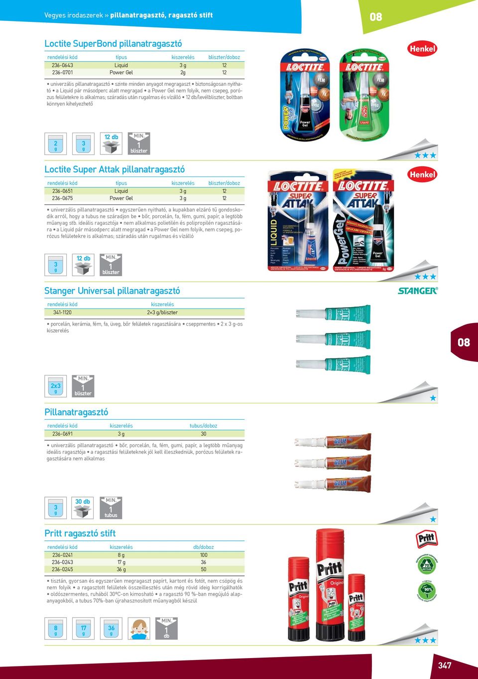 /levélbliszter, boltban könnyen kihelyezhető 2 g 3 g 2 bliszter Loctite Super Attak pillanatragasztó kiszerelés bliszter/doboz 236-065 Liquid 3 g 2 236-0675 Power Gel 3 g 2 univerzális