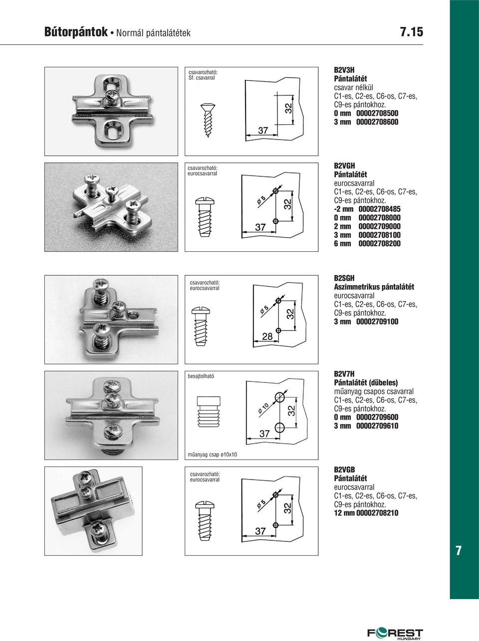 -2 mm 0000208485 0 mm 0000208000 2 mm 0000209000 3 mm 0000208100 6 mm 0000208200 csavarozható: B2G szimmetrikus pántalátét C1-es, C2-es, C6-os, C-es, C9-es pántokhoz.