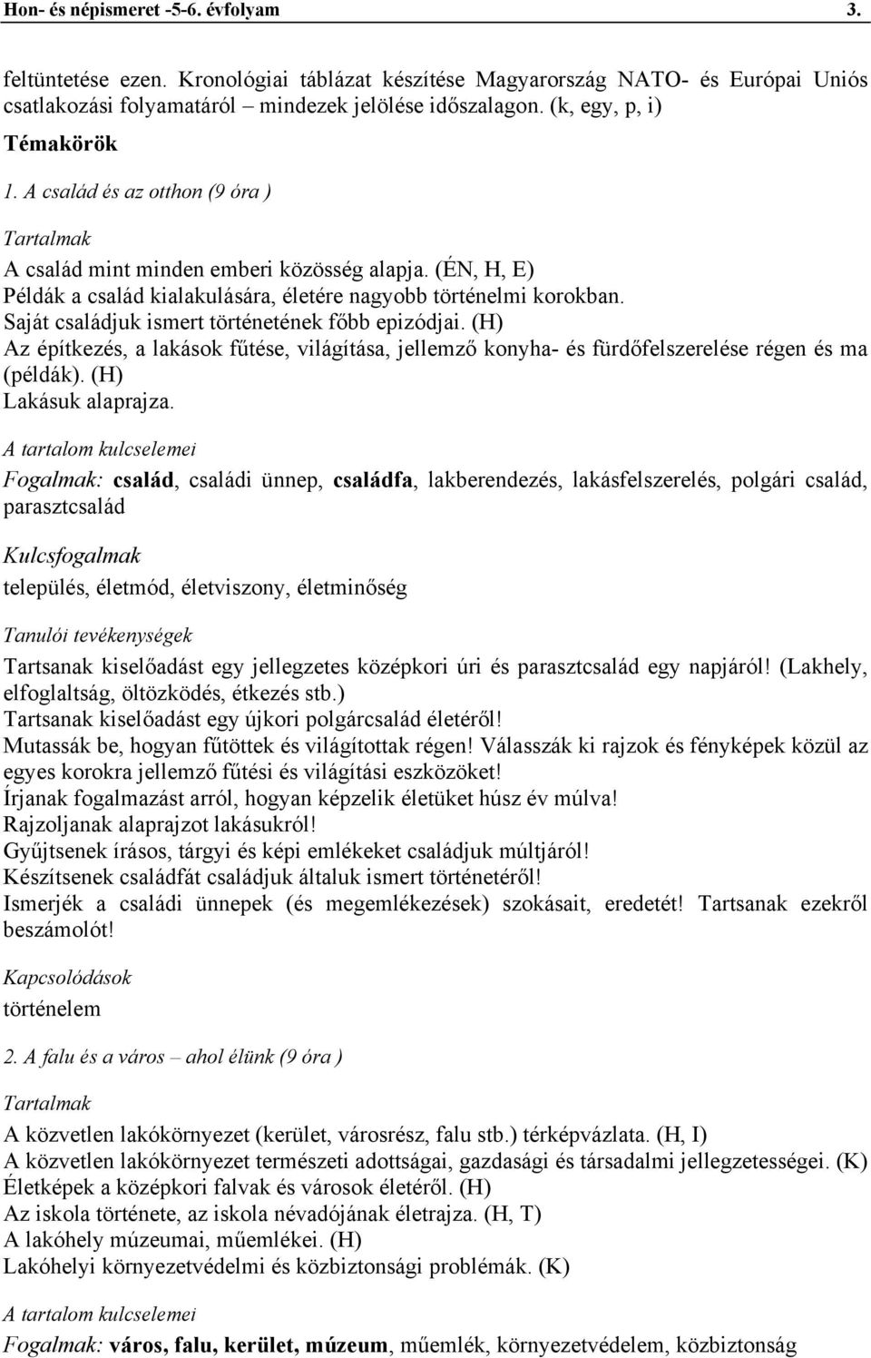 Saját családjuk ismert történetének főbb epizódjai. (H) Az építkezés, a lakások fűtése, világítása, jellemző konyha- és fürdőfelszerelése régen és ma (példák). (H) Lakásuk alaprajza.