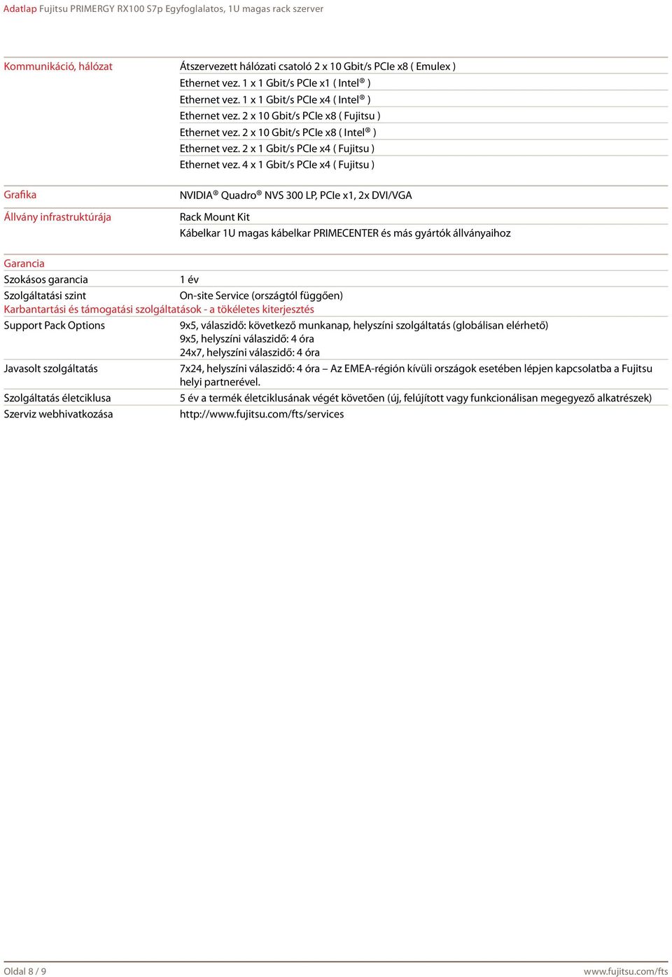 4 x 1 Gbit/s PCIe x4 ( Fujitsu ) Grafika Állvány infrastruktúrája NVIDIA Quadro NVS 300 LP, PCIe x1, 2x DVI/VGA Rack Mount Kit Kábelkar 1U magas kábelkar PRIMECENTER és más gyártók állványaihoz