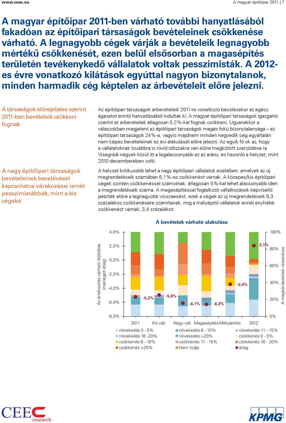 A 2012- es évre vonatkozó kilátások egyúttal nagyon bizonytalanok, minden harmadik cég képtelen az árbevételeit előre jelezni.