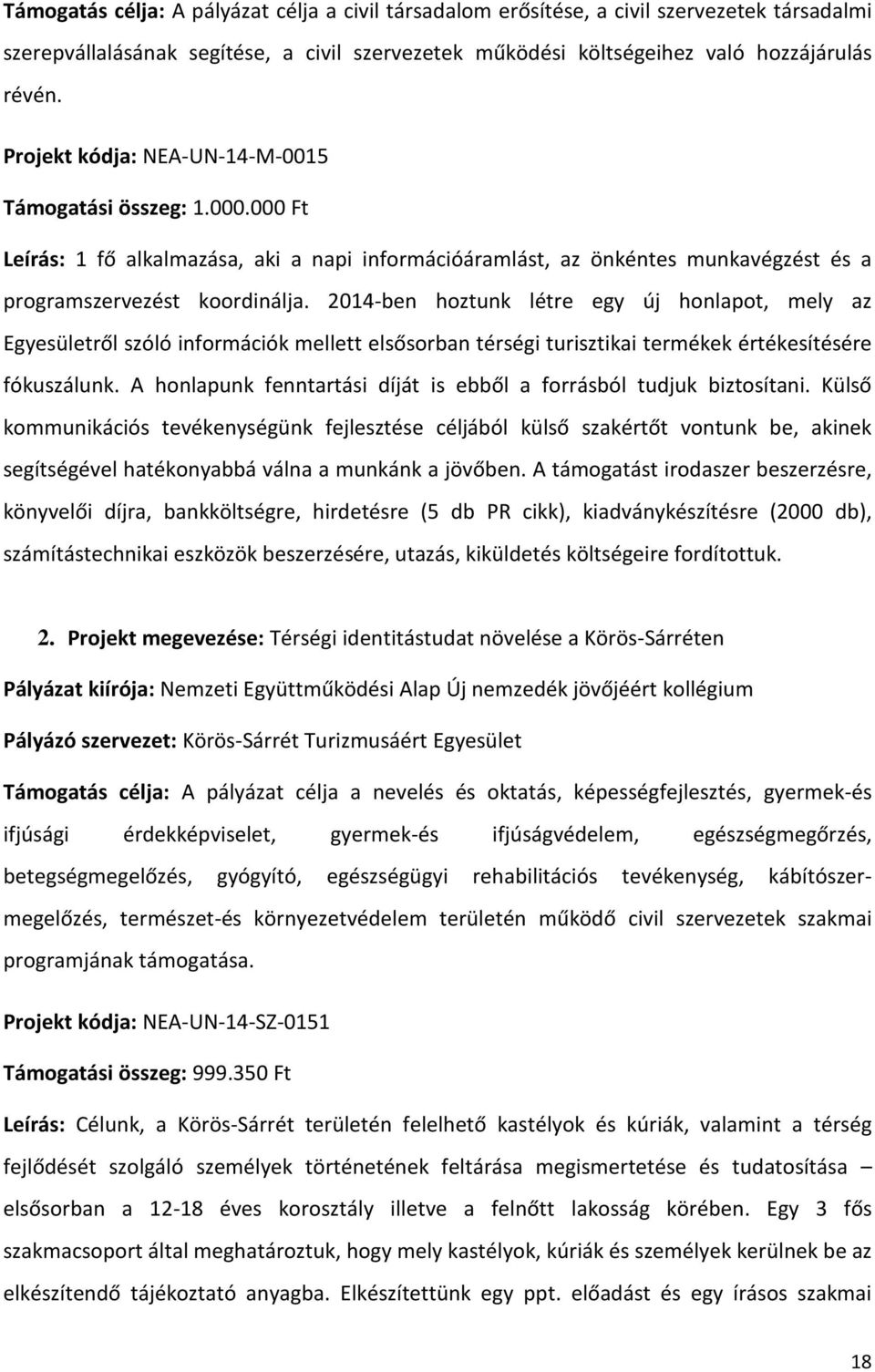 2014-ben hoztunk létre egy új honlapot, mely az Egyesületről szóló információk mellett elsősorban térségi turisztikai termékek értékesítésére fókuszálunk.