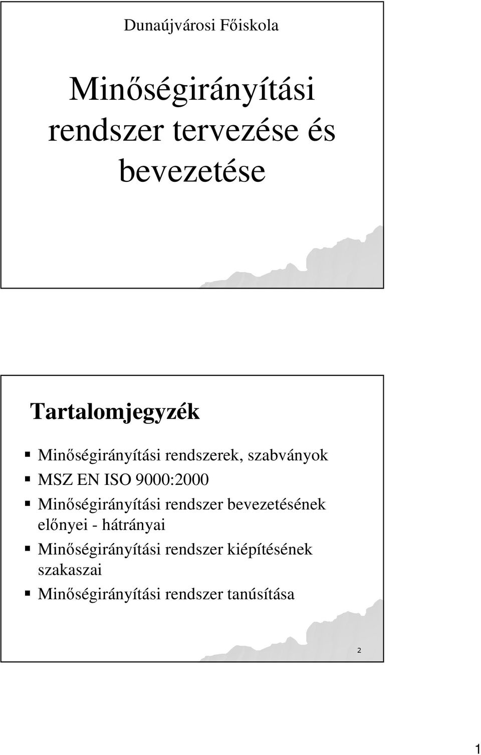 9000:2000 Minıségirányítási rendszer bevezetésének elınyei - hátrányai