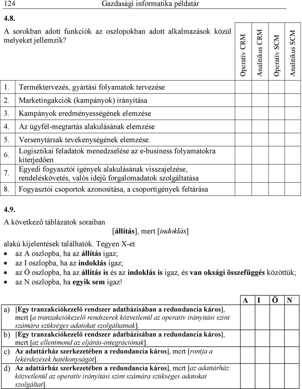 Versenytársak tevékenységének elemzése. K 6. Logisztikai feladatok menedzselése az e-business folyamatokra kiterjedıen 7.