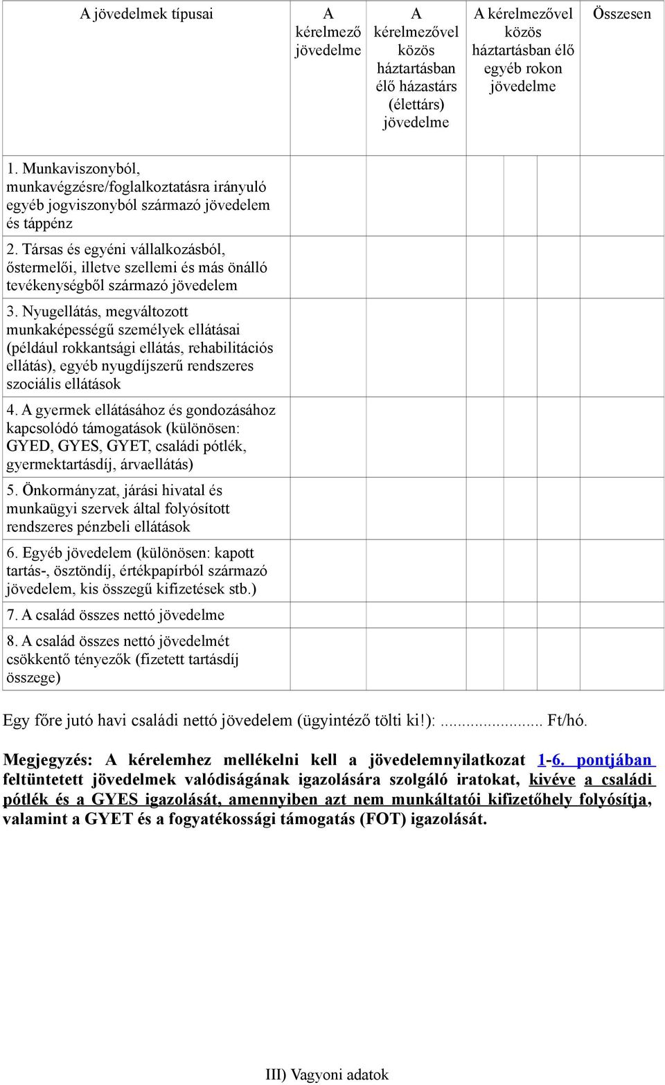 Társas és egyéni vállalkozásból, őstermelői, illetve szellemi és más önálló tevékenységből származó jövedelem 3.