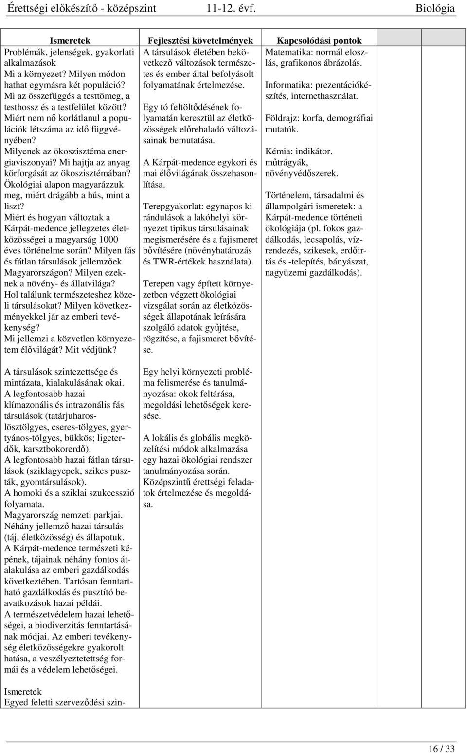 Miért nem nő korlátlanul a populációk létszáma az idő függvényében? Milyenek az ökoszisztéma energiaviszonyai? Mi hajtja az anyag körforgását az ökoszisztémában?