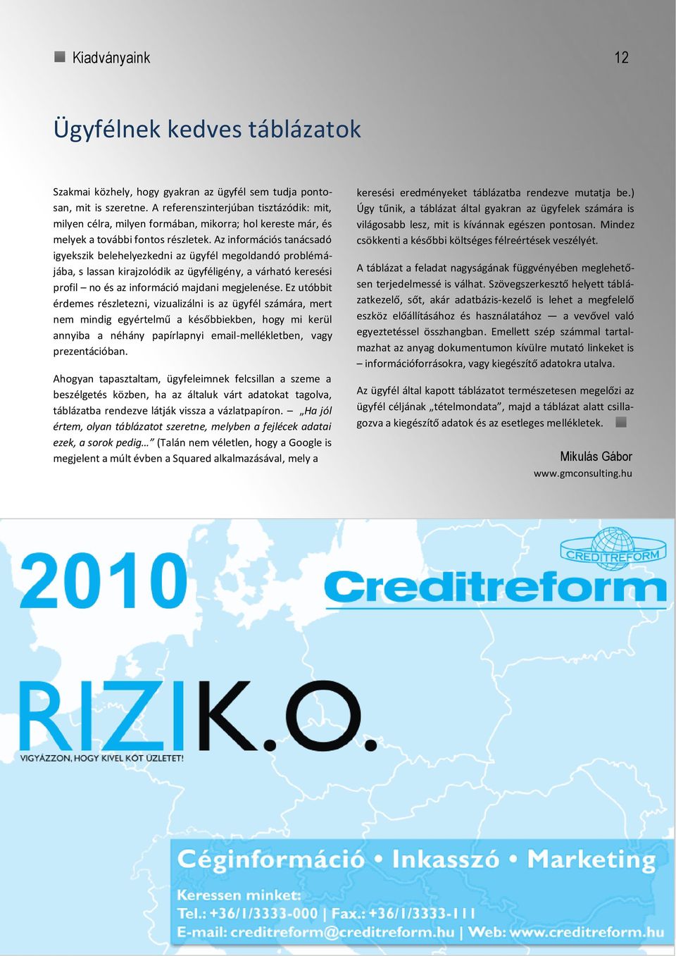 Az információs tanácsadó igyekszik belehelyezkedni az ügyfél megoldandó problémájába, s lassan kirajzolódik az ügyféligény, a várható keresési profil no és az információ majdani megjelenése.