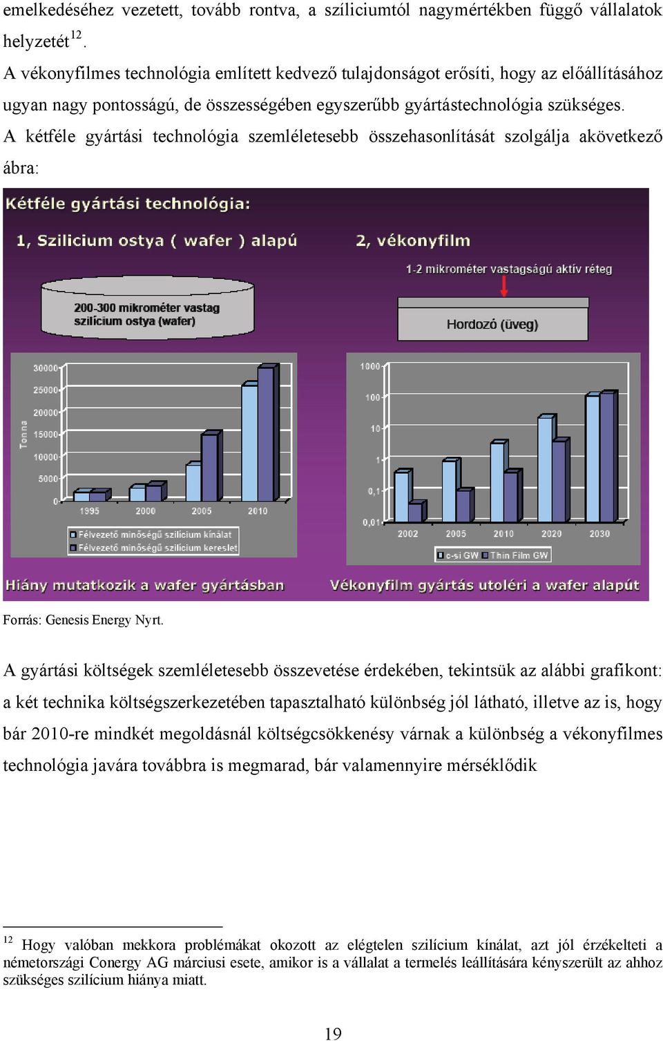 A kétféle gyártási technológia szemléletesebb összehasonlítását szolgálja akövetkező ábra: Forrás: Genesis Energy Nyrt.