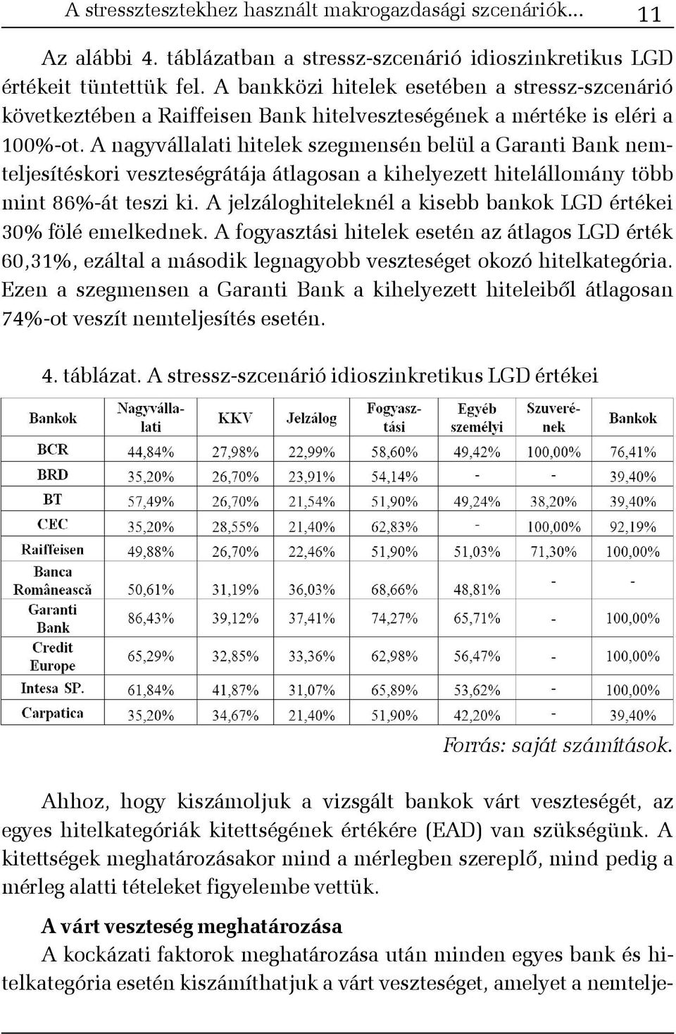 A nagyvállalati hitelek szegmensén belül a Garanti Bank nemteljesítéskori veszteségrátája átlagosan a kihelyezett hitelállomány több mint 86%-át teszi ki.