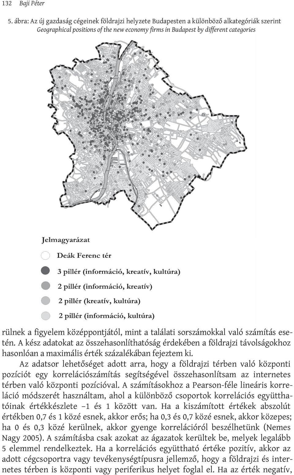 középpontjától, mint a találati sorszámokkal való számítás esetén. A kész adatokat az összehasonlíthatóság érdekében a földrajzi távolságokhoz hasonlóan a maximális érték százalékában fejeztem ki.