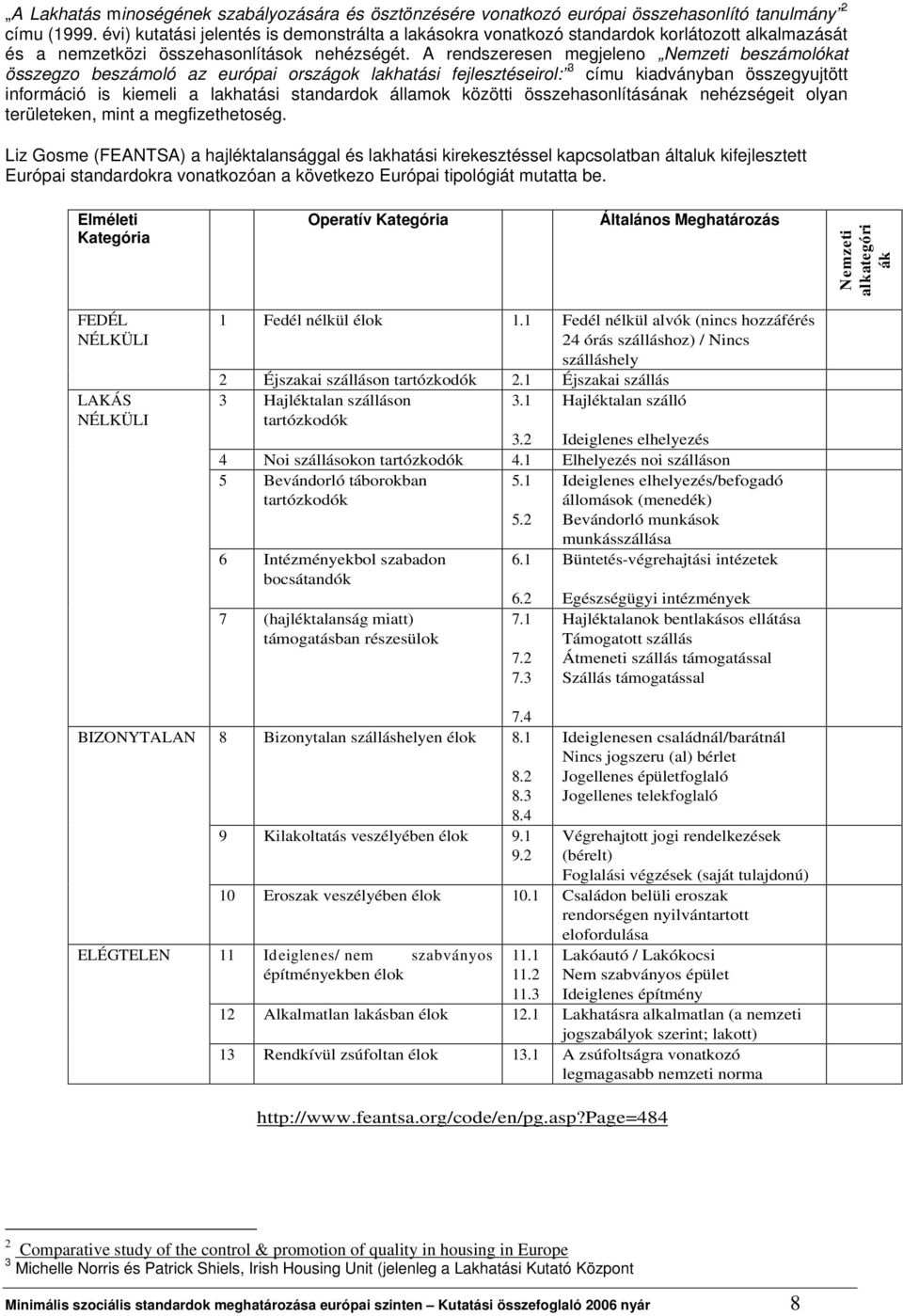 A rendszeresen megjeleno Nemzeti beszámolókat összegzo beszámoló az európai országok lakhatási fejlesztéseirol: 3 címu kiadványban összegyujtött információ is kiemeli a lakhatási standardok államok