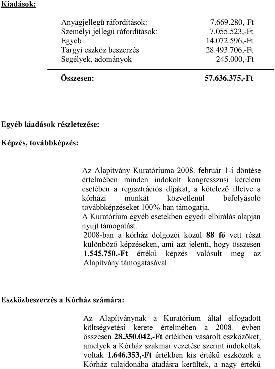 február 1-i döntése értelmében minden indokolt kongresszusi kérelem esetében a regisztrációs díjakat, a kötelező illetve a kórházi munkát közvetlenül befolyásoló továbbképzéseket 100%-ban támogatja,