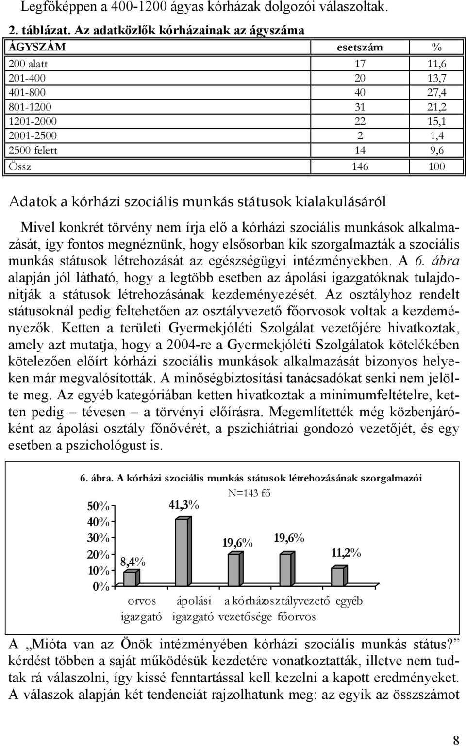 kórházi szociális munkás státusok kialakulásáról Mivel konkrét törvény nem írja elő a kórházi szociális munkások alkalmazását, így fontos megnéznünk, hogy elsősorban kik szorgalmazták a szociális