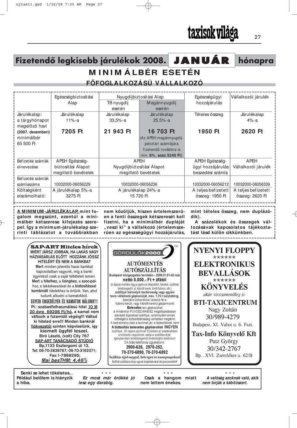 Járulékalap: Járulékalap Járulékalap Járulékalap Tételes összeg Járulékalap a tárgyhónapot 11%-a 33,5%-a 25,5%-a 4%-a megelõzõ havi (2007.