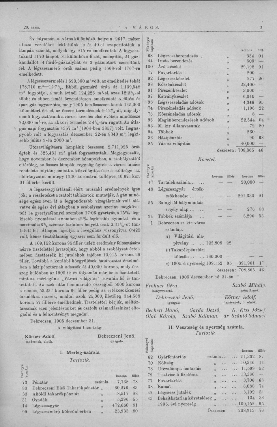 A légszesztermelés 1 590,300 mivolt, az emelkedés tehát 178,710 ms l 2-7%. Ebből gázmérő órán át 1.