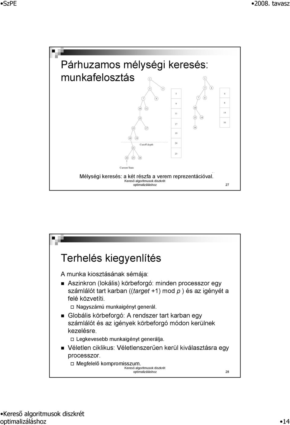 ((target +1) mod p ) és az igényét a felé közvetíti. Nagyszámú munkaigényt generál.