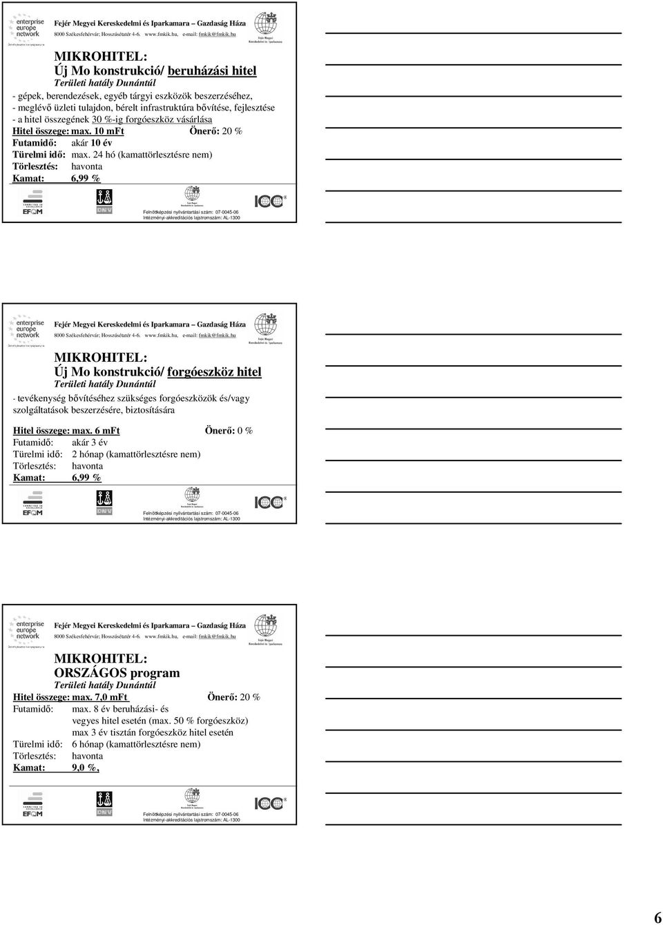 24 hó (kamattörlesztésre nem) Törlesztés: havonta Kamat: 6,99 % MIKROHITEL: Új Mo konstrukció/ forgóeszköz hitel Területi hatály Dunántúl - tevékenység bővítéséhez szükséges forgóeszközök és/vagy