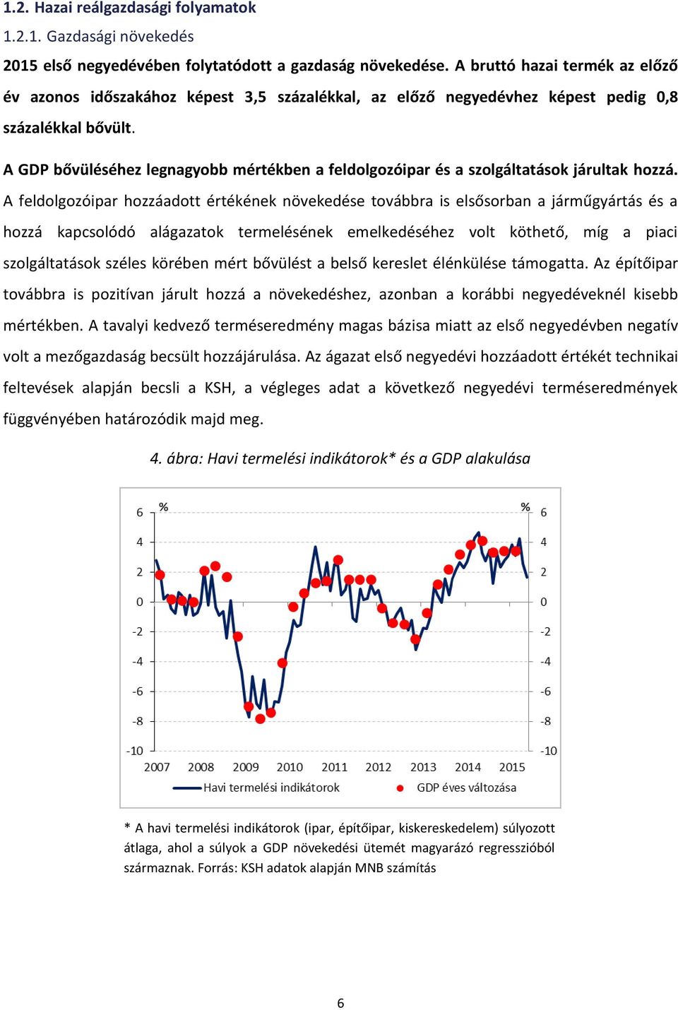 A GDP bővüléséhez legnagyobb mértékben a feldolgozóipar és a szolgáltatások járultak hozzá.