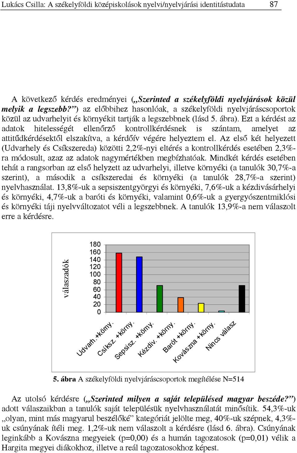Ezt a kérdést az adatok hitelességét ellenőrző kontrollkérdésnek is szántam, amelyet az attitűdkérdésektől elszakítva, a kérdőív végére helyeztem el.