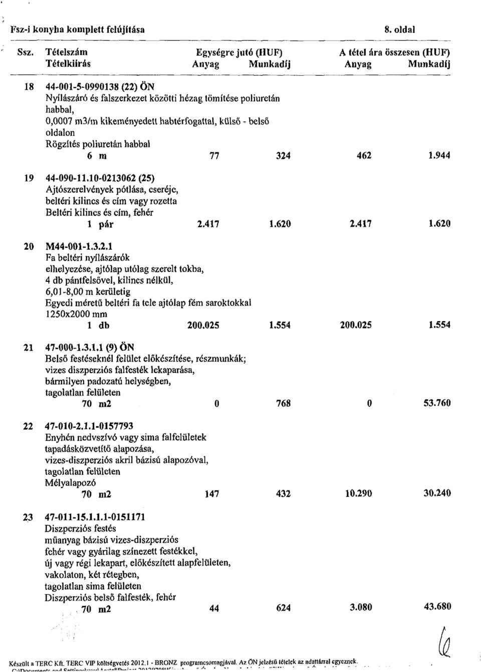 külső - belső oldalon Rögzítés poliuretán habbal 6 m 77 324 462 1.944 19 44-090-11.