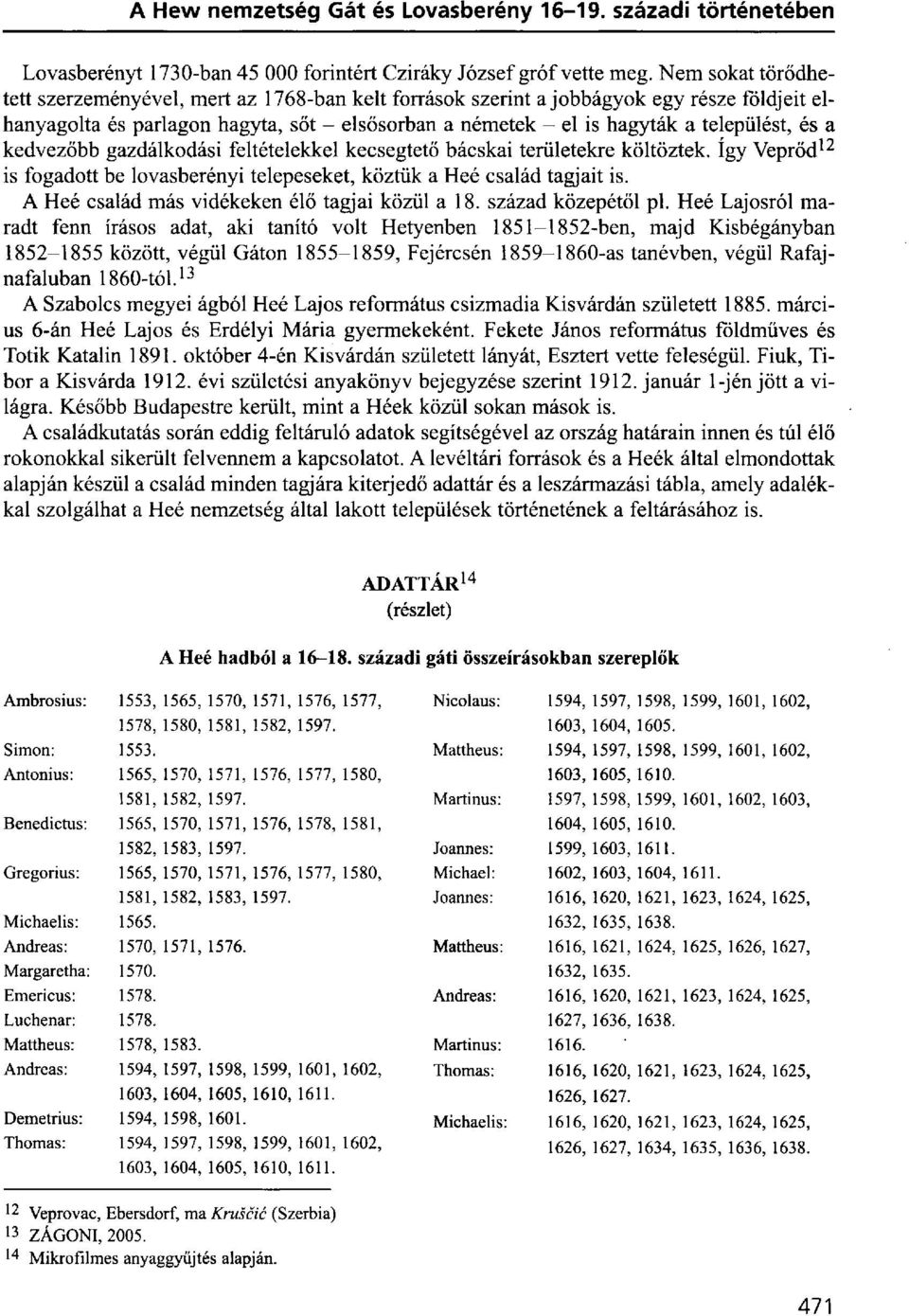 és a kedvezőbb gazdálkodási feltételekkel kecsegtető bácskai területekre költöztek. így Veprőd 12 is fogadott be lovasberényi telepeseket, köztük a Heé család tagjait is.