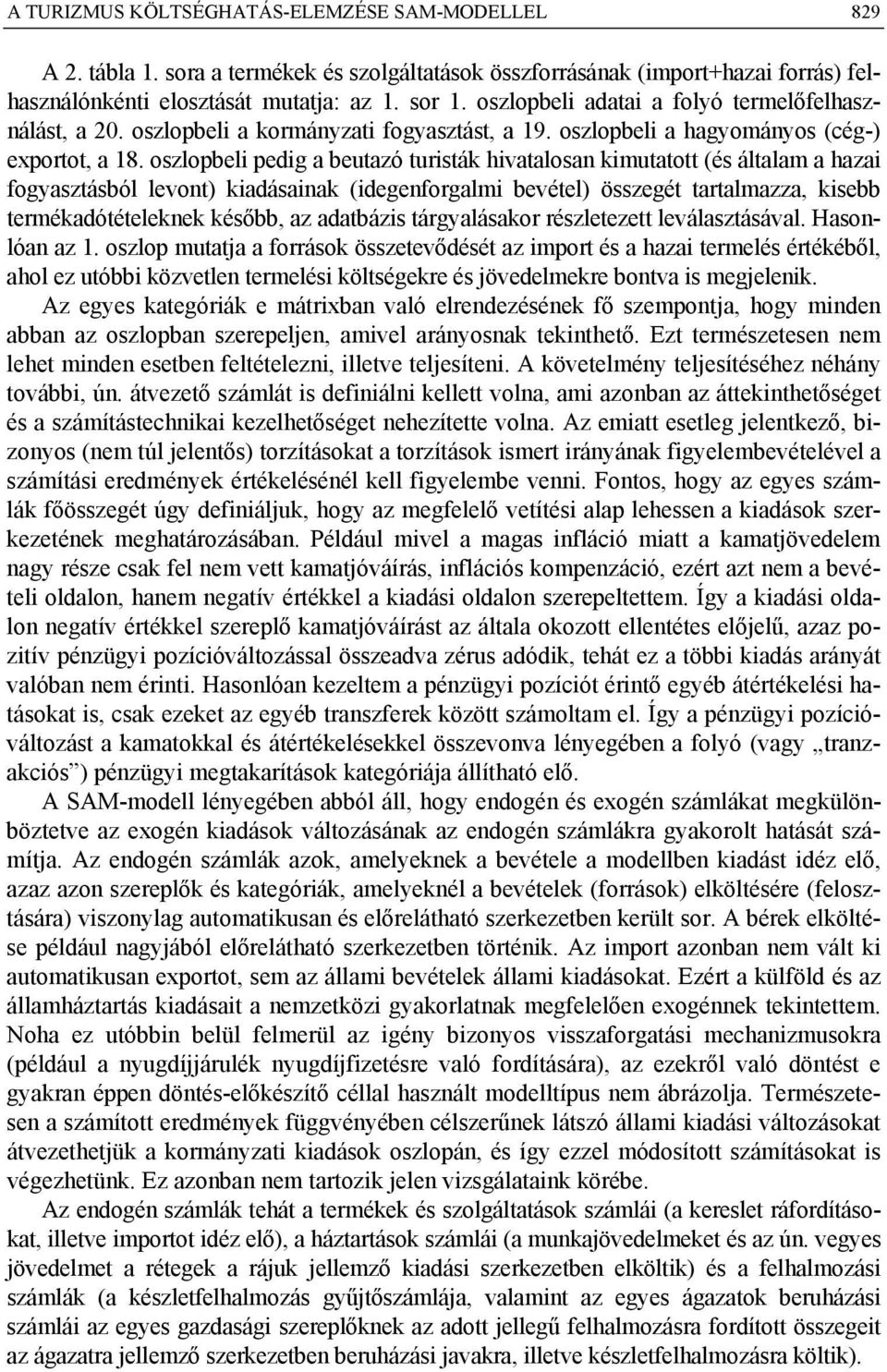 oszlopbeli pedig a beutazó tuisták hivatalosan kimutatott (és általam a hazai fogyasztásból levont) kiadásainak (idegenfogalmi bevétel) összegét tatalmazza kisebb temékadótételeknek később az