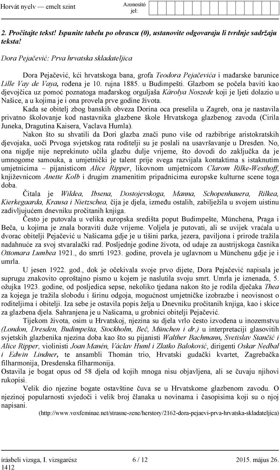 Glazbom se počela baviti kao djevojčica uz pomoć poznatoga mađarskog orguljaša Károlya Noszede koji je ljeti dolazio u Našice, a u kojima je i ona provela prve godine života.