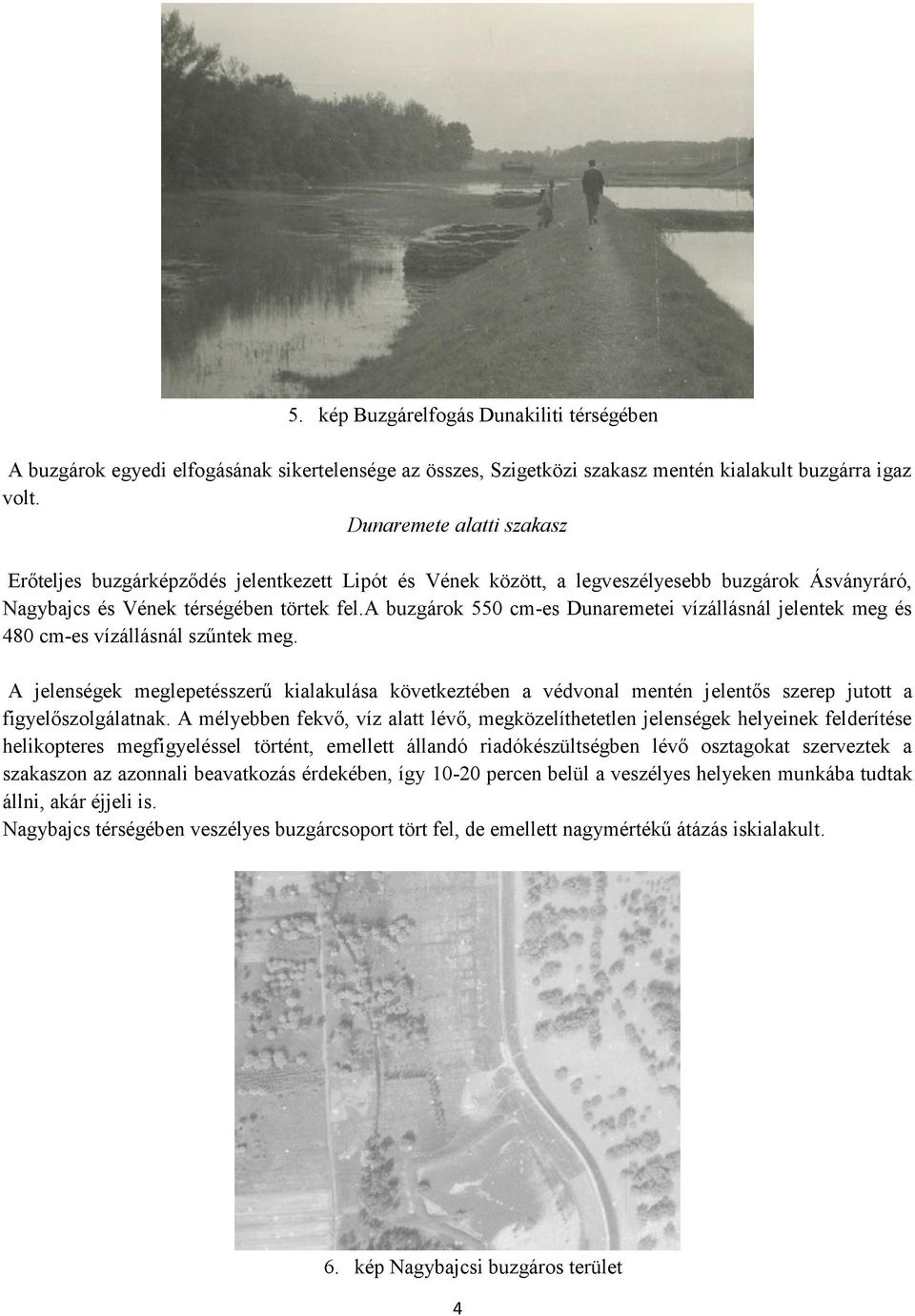 a buzgárok 550 cm-es Dunaremetei vízállásnál jelentek meg és 480 cm-es vízállásnál szűntek meg.