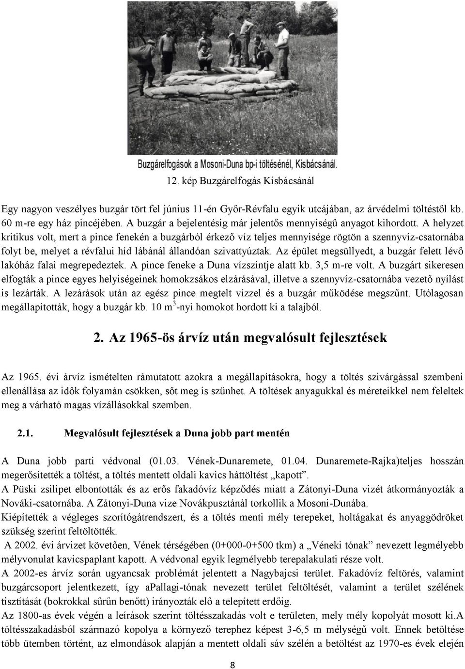 A helyzet kritikus volt, mert a pince fenekén a buzgárból érkező víz teljes mennyisége rögtön a szennyvíz-csatornába folyt be, melyet a révfalui híd lábánál állandóan szivattyúztak.