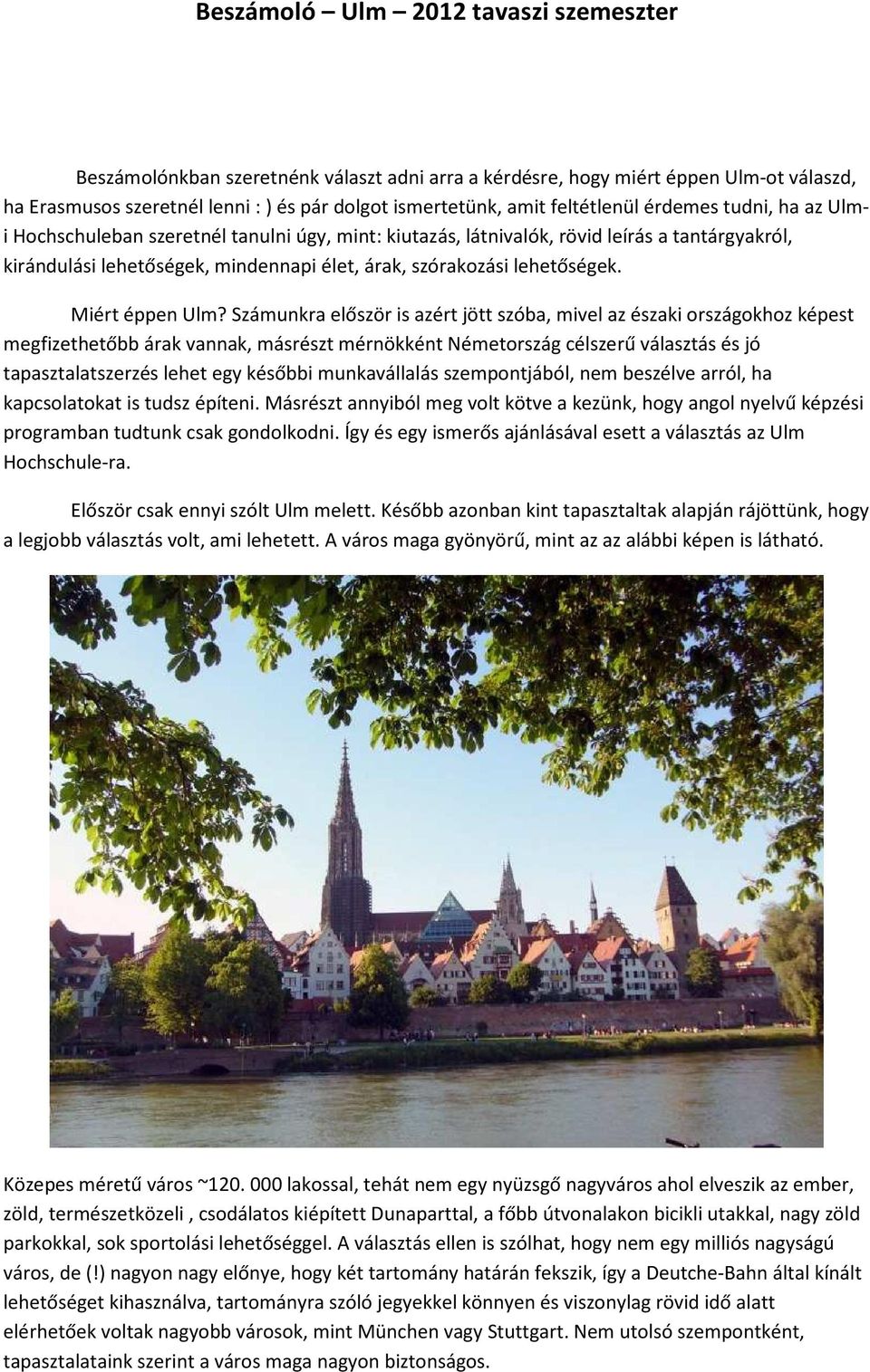 lehetőségek. Miért éppen Ulm?