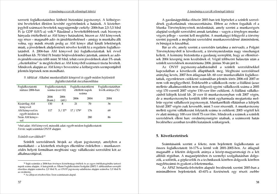 38 Ráadásul a bevételtöbbletnek csak bizonyos hányada értékelhetı az AM könyv hatásaként, hiszen az AM könyvesek egy része magasabb adó- és járulékterheléssel amúgy is munkába állt volna, egy másik