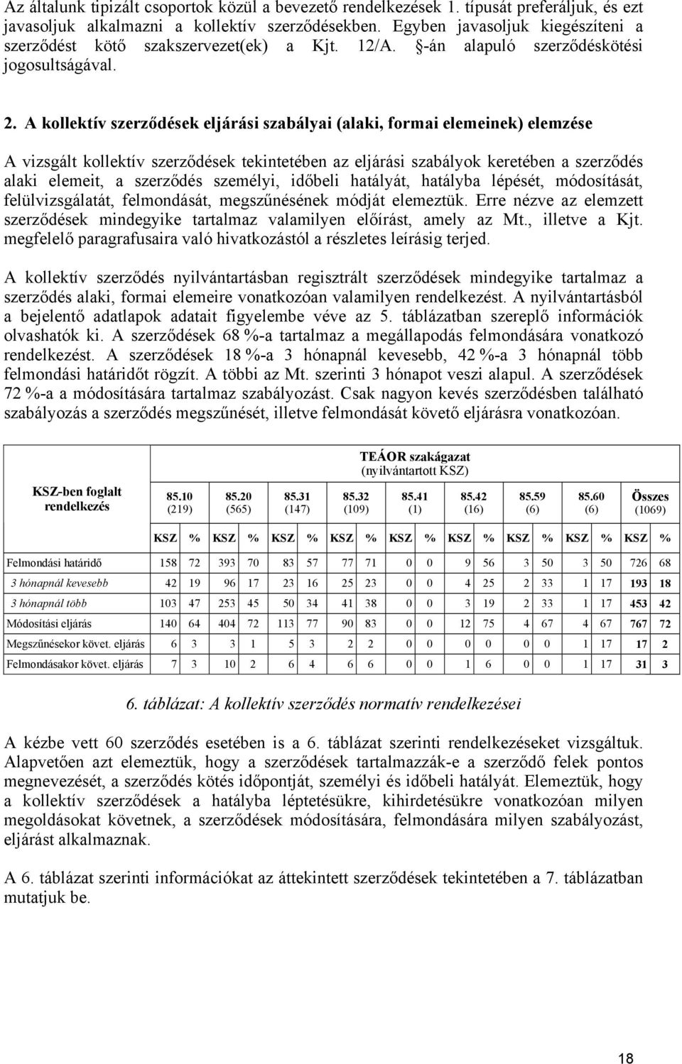 A kollektív szerződések eljárási szabályai (alaki, formai elemeinek) elemzése A vizsgált kollektív szerződések tekintetében az eljárási szabályok keretében a szerződés alaki elemeit, a szerződés