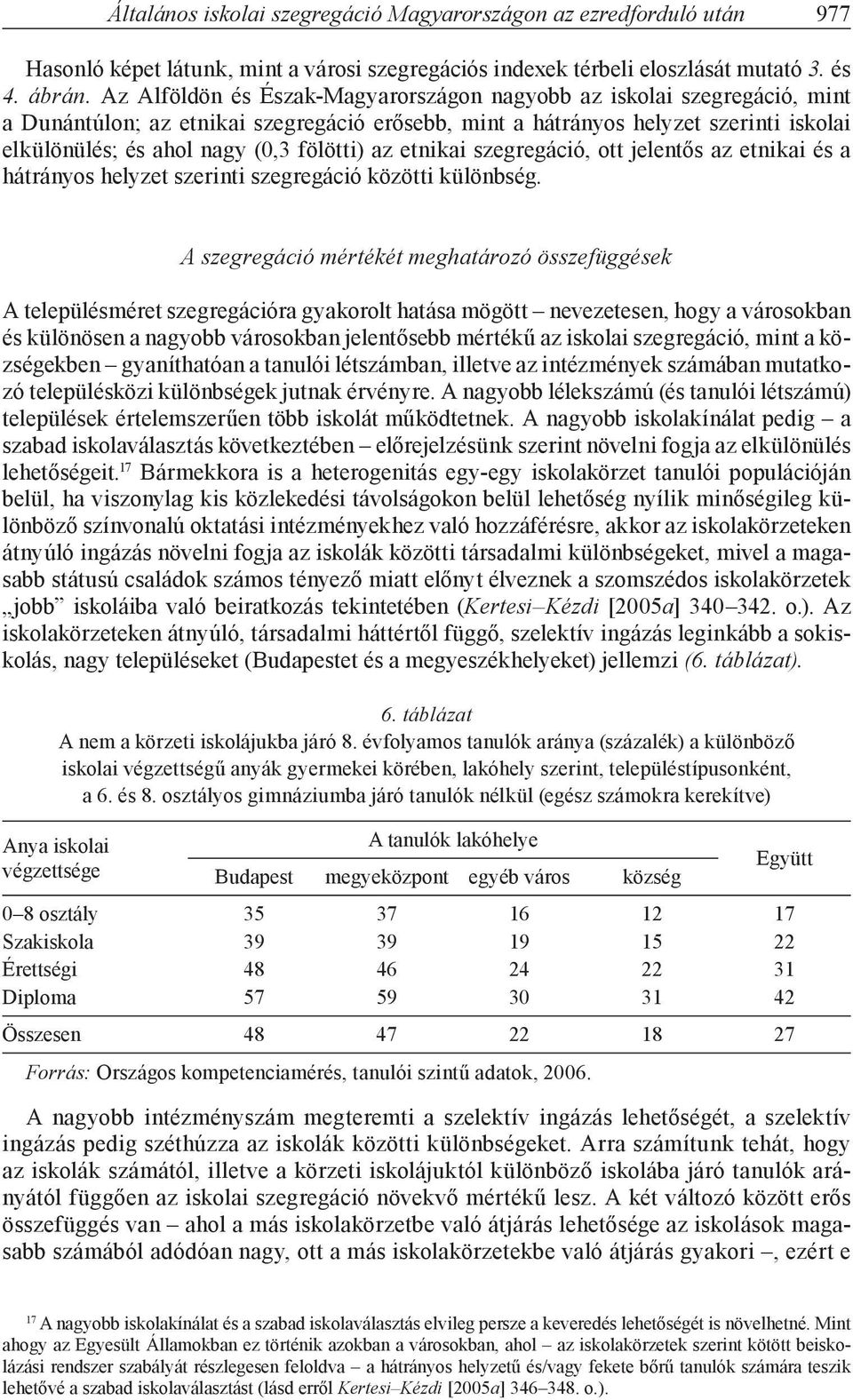 fölötti) az etnikai szegregáció, ott elentős az etnikai és a hátrányos helyzet szerinti szegregáció közötti különbség.