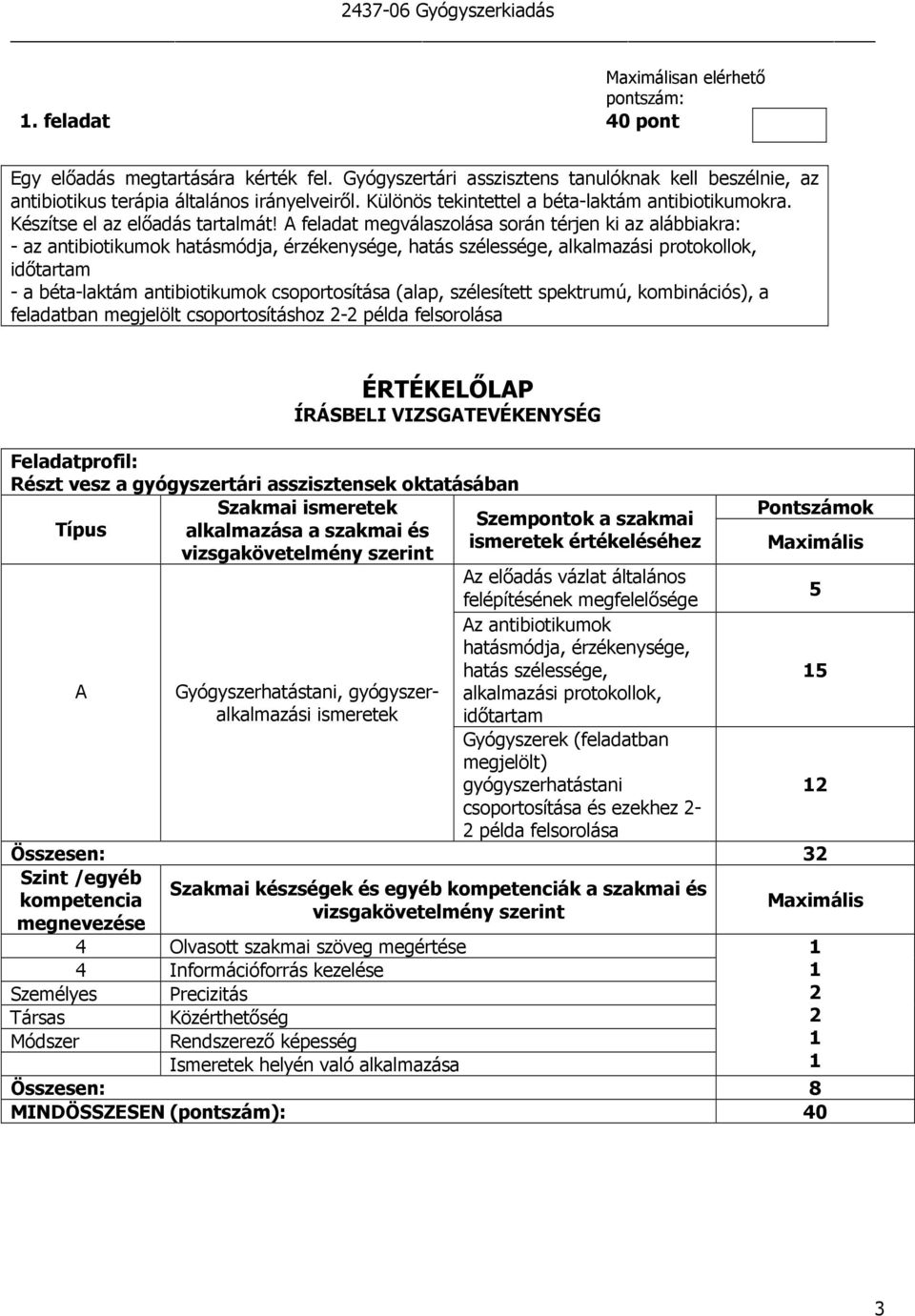 A feladat megválaszolása során térjen ki az alábbiakra: - az antibiotikumok hatásmódja, érzékenysége, hatás szélessége, alkalmazási protokollok, idıtartam - a béta-laktám antibiotikumok