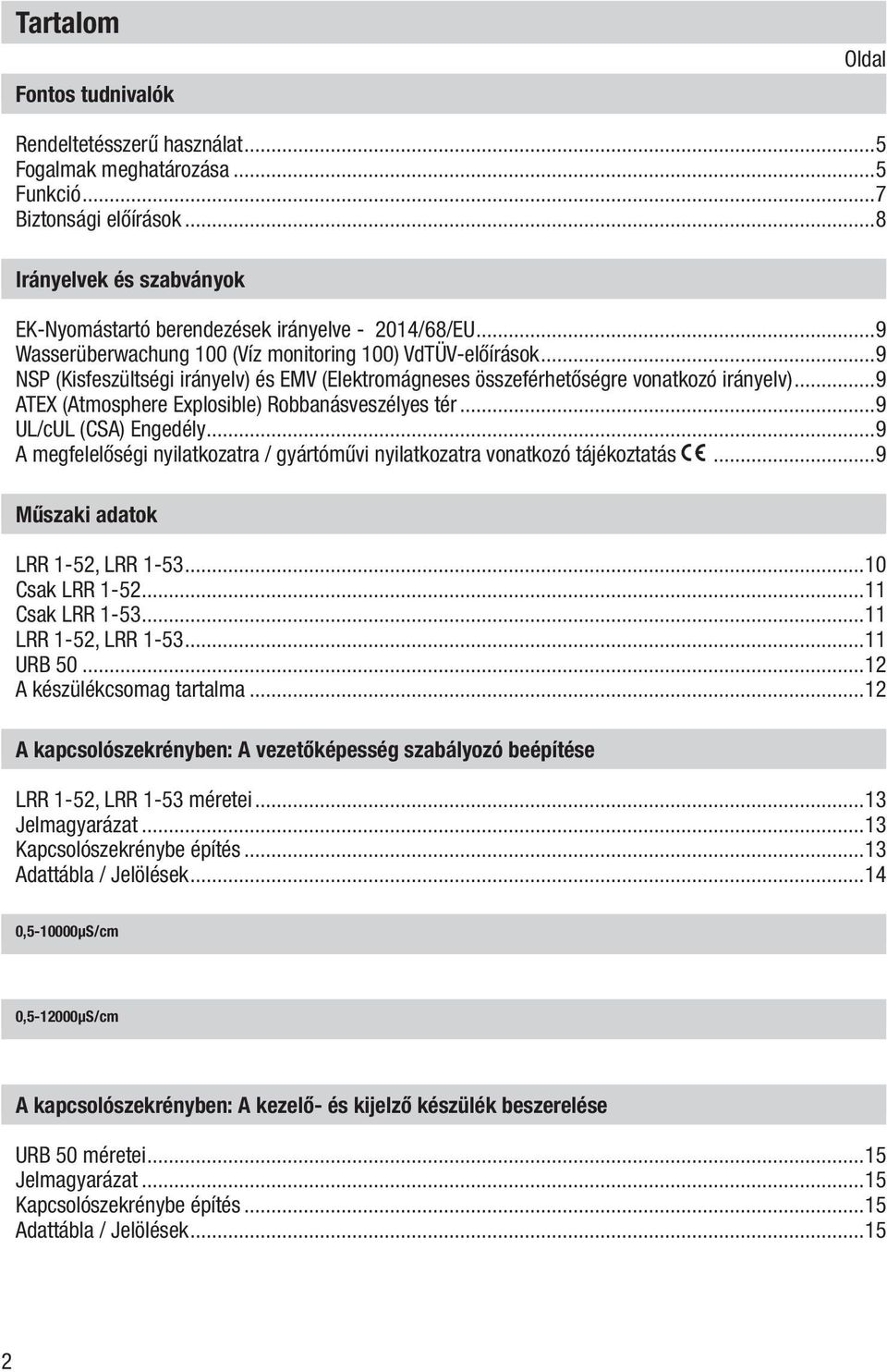 ..9 NSP (Kisfeszültségi irányelv) és EMV (Elektromágneses összeférhetőségre vonatkozó irányelv)...9 ATEX (Atmosphere Explosible) Robbanásveszélyes tér...9 UL/cUL (CSA) Engedély.