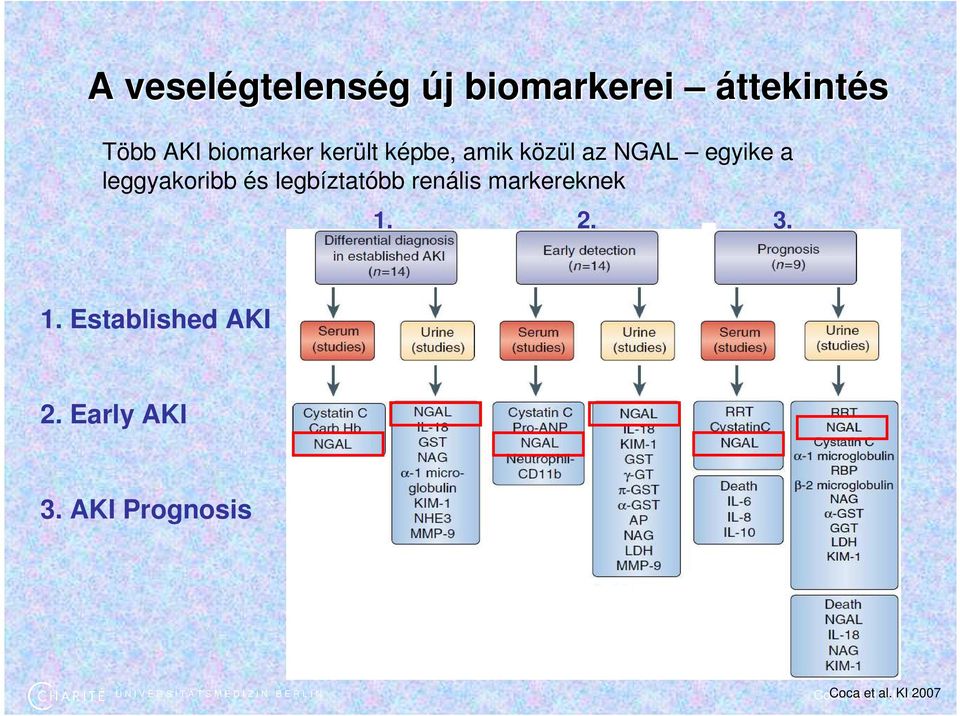 markereknek 1. 2. 3. 1. Established AKI 2. Early AKI 3.