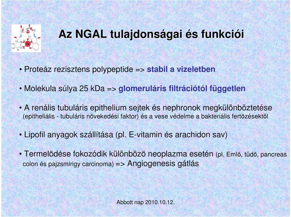 tubuláris növekedési faktor) és a vese védelme a bakteriális fertızésektıl Lipofil anyagok szállítása (pl.