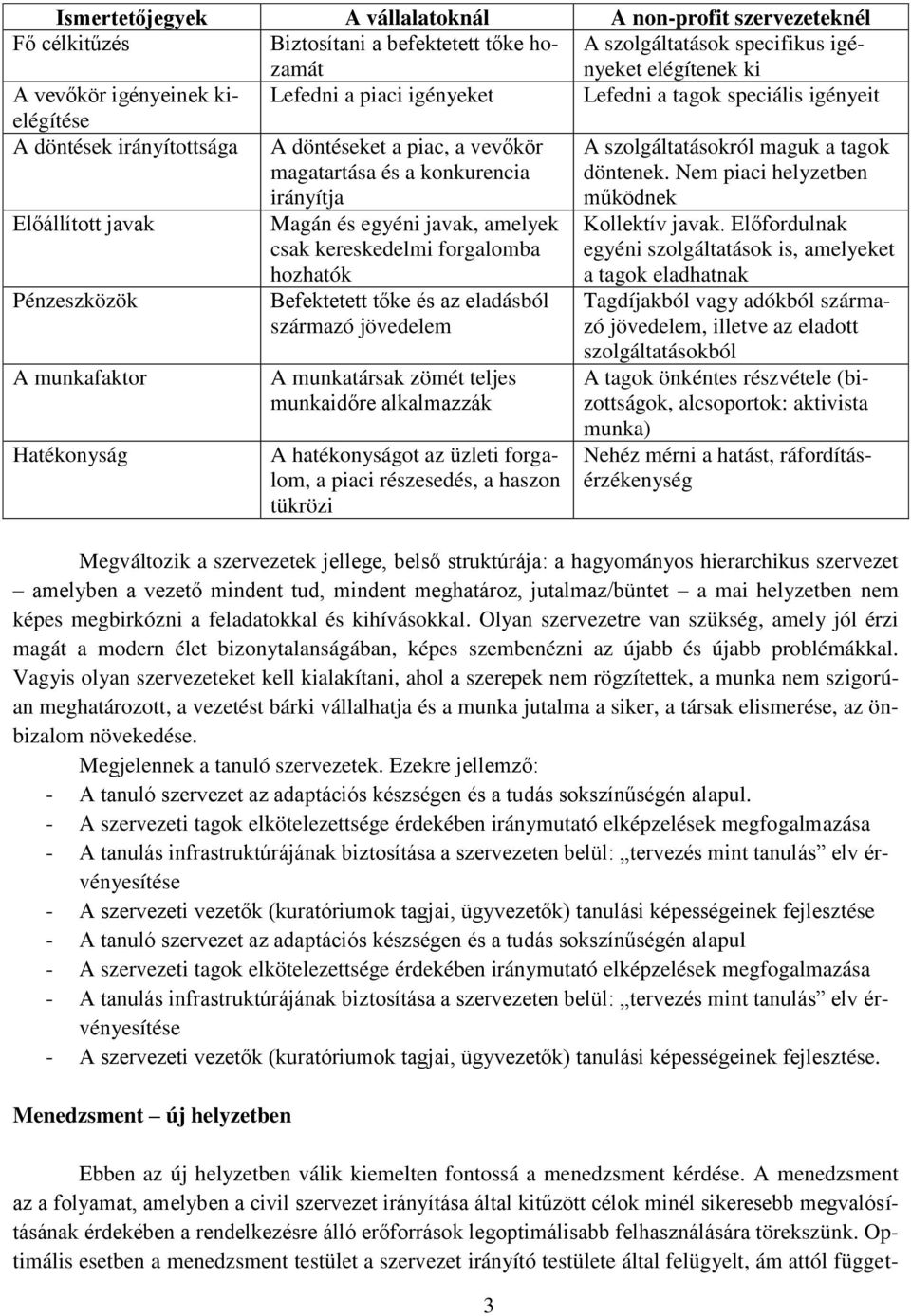 Nem piaci helyzetben működnek Előállított javak Pénzeszközök A munkafaktor Hatékonyság Magán és egyéni javak, amelyek csak kereskedelmi forgalomba hozhatók Befektetett tőke és az eladásból származó