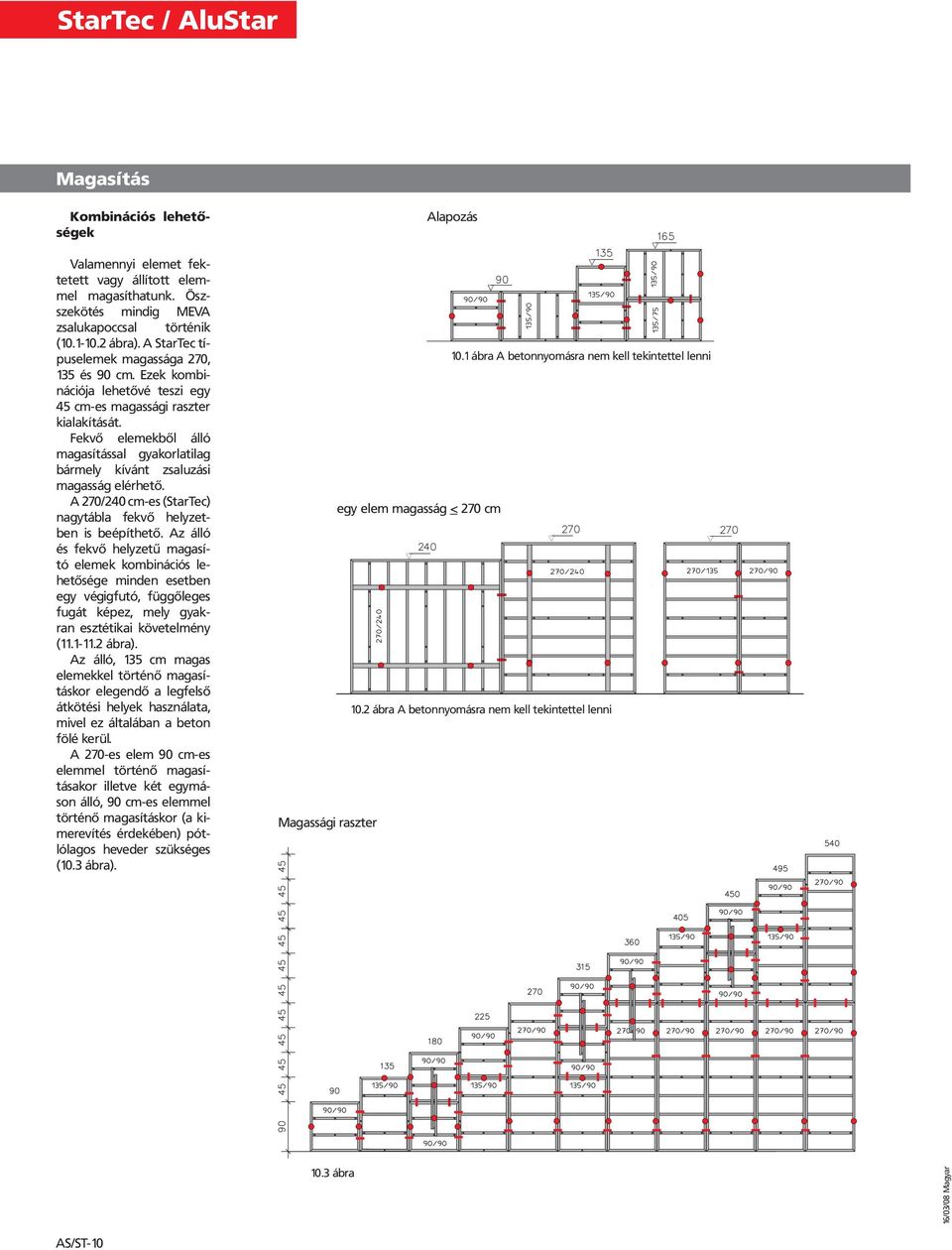 Fekvő elemekből álló magasítással gyakorlatilag bármely kívánt zsaluzási magasság elérhető. A 270/240 cm-es (StarTec) nagytábla fekvő helyzet ben is beépíthető.