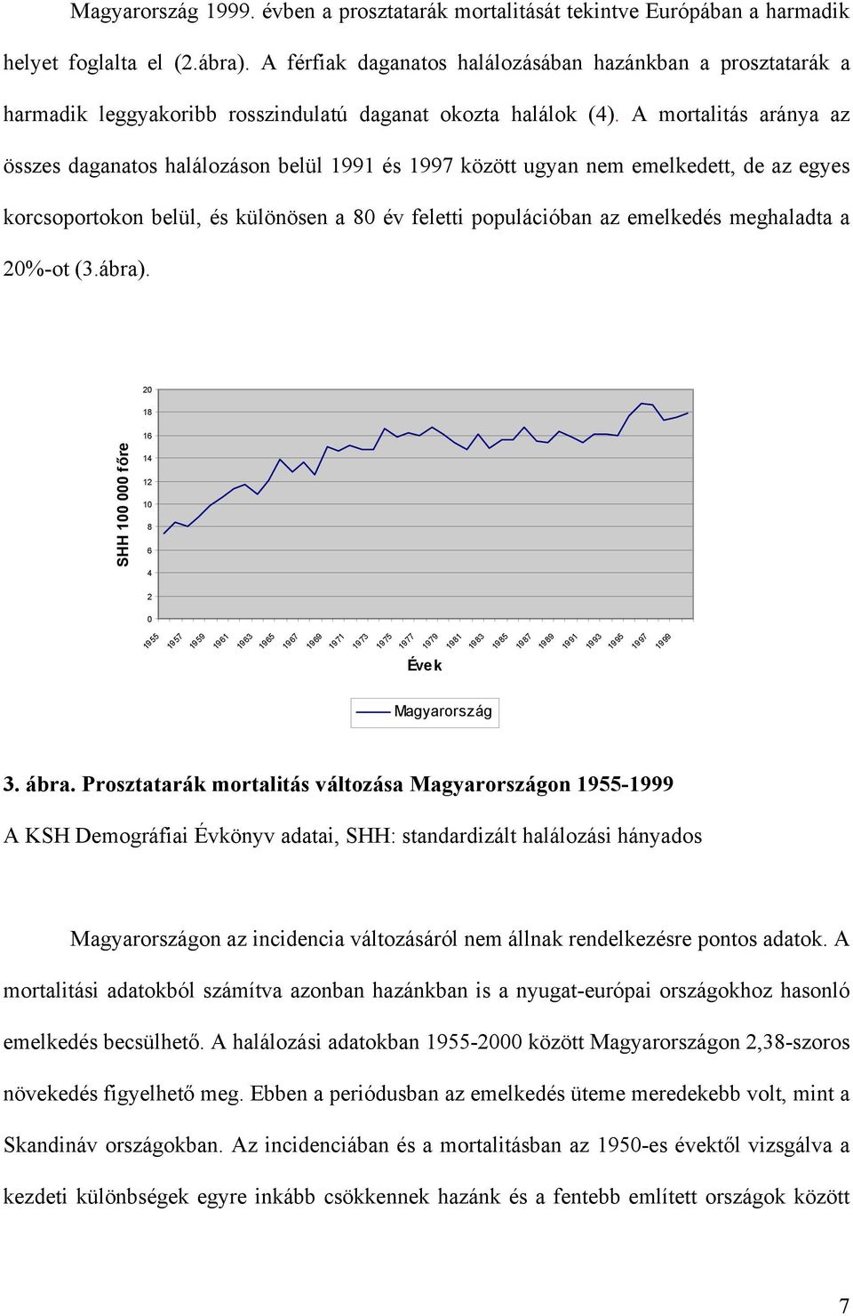 A mortalitás aránya az összes daganatos halálozáson belül 1991 és 1997 között ugyan nem emelkedett, de az egyes korcsoportokon belül, és különösen a 80 év feletti populációban az emelkedés meghaladta