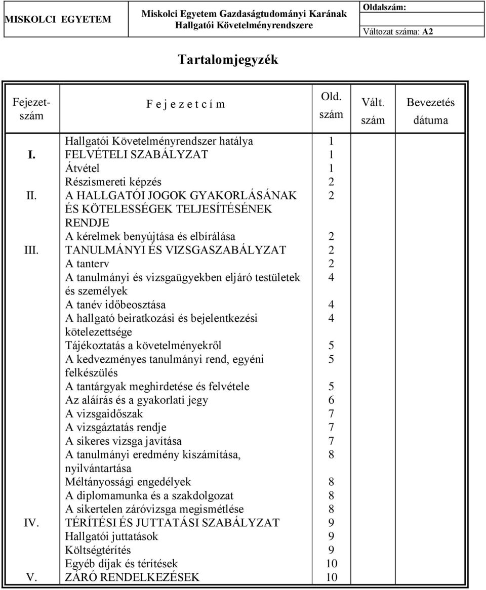 Hallgatói Követelményrendszer hatálya FELVÉTELI SZABÁLYZAT Átvétel Részismereti képzés A HALLGATÓI JOGOK GYAKORLÁSÁNAK ÉS KÖTELESSÉGEK TELJESÍTÉSÉNEK RENDJE A kérelmek benyújtása és elbírálása