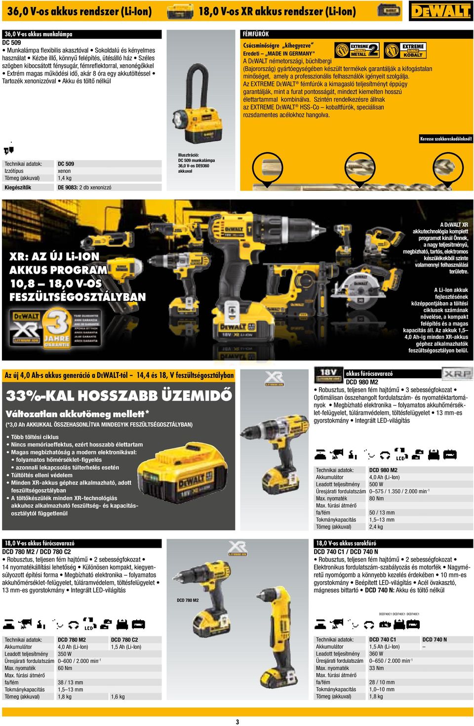 Csúcsminőségre kihegyezve Eredeti MADE IN GERMANY A DeWALT németországi, büchlbergi (Bajorország) gyártóegységében készült termékek garantálják a kifogástalan minőséget, amely a professzionális